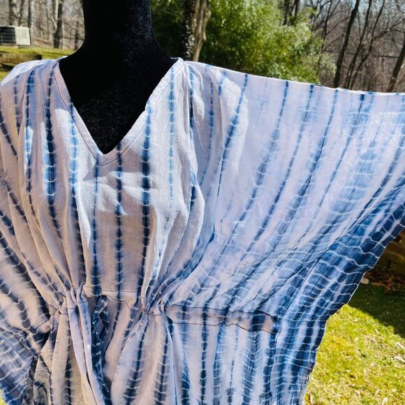 BRAND NEW Cotton Kaftan dress Hand Tie dyed kaftan Plus Size Beech Cover Up - Picture 5 of 6